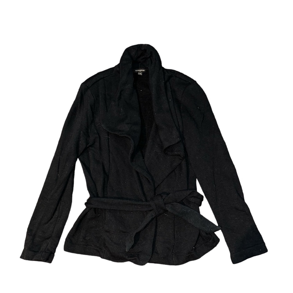 NWOT Banana Republic black long sleeve tie waist lightweight sweater jacket M
